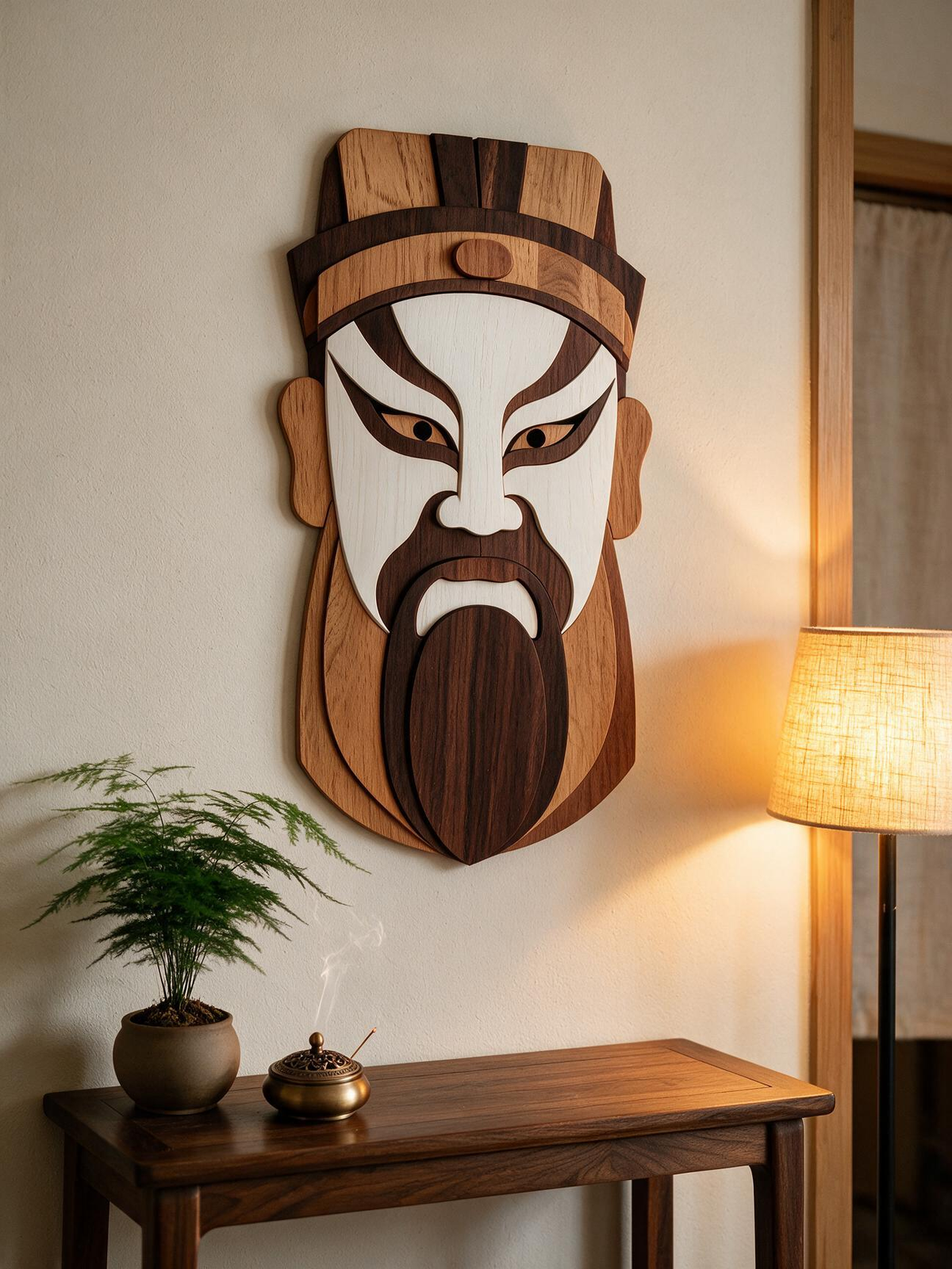 Cao Cao Peking Opera Mask SVG Laser Cut Template,Chinese Traditional Facial‑Pattern DXF File For Wood Engraving CNC