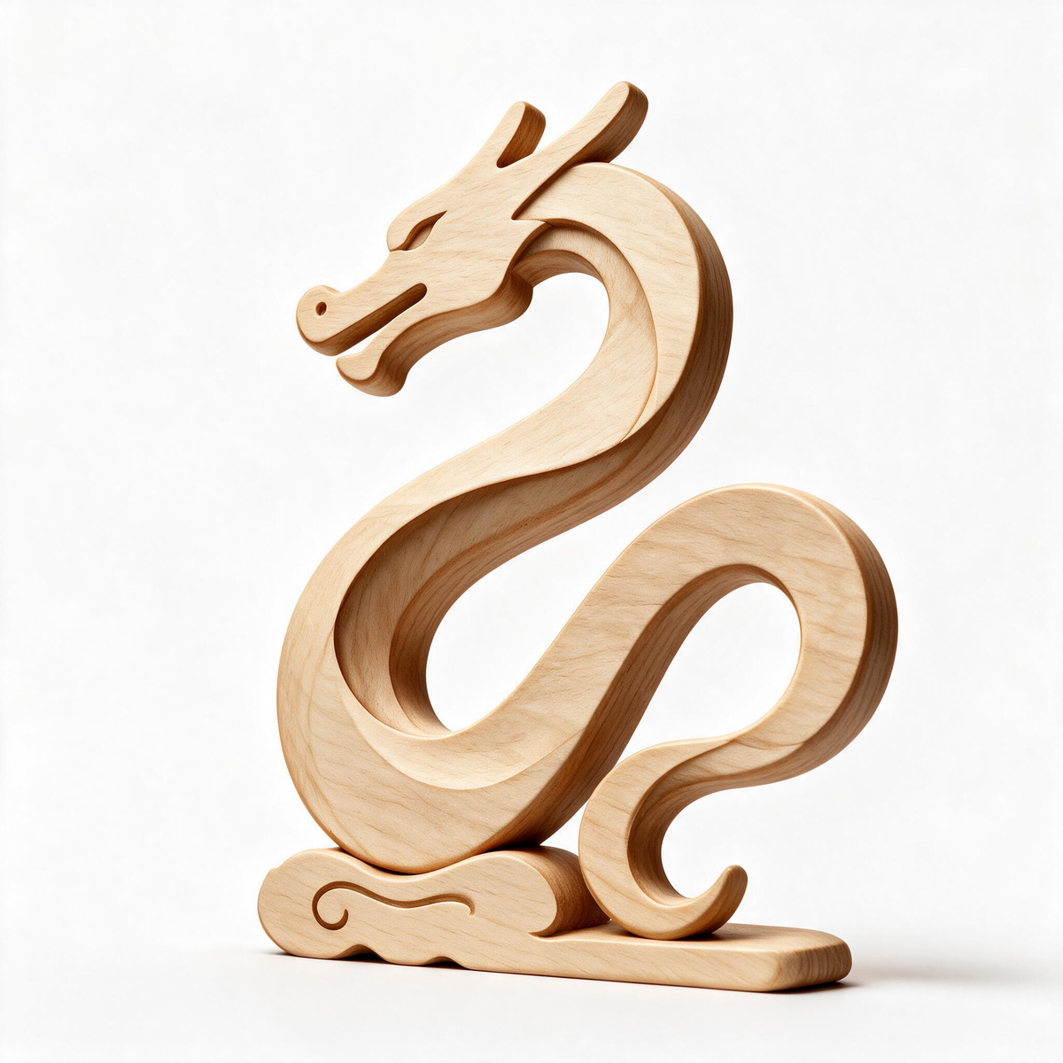 Chinese Dragon Tabletop Figurine Laser Cut SVG DXF PDF | 3D Wood Carving Desk Decor Template