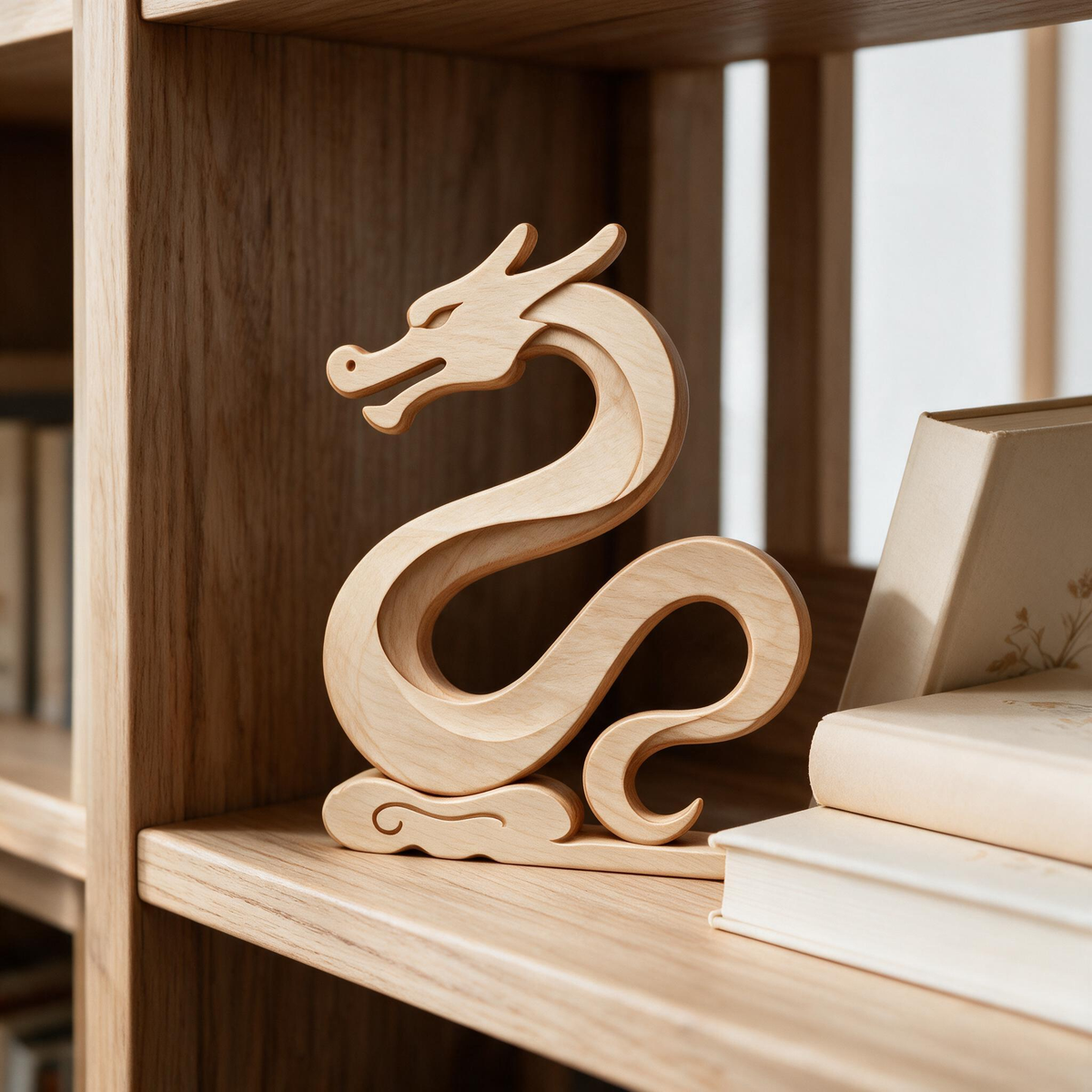 Chinese Dragon Tabletop Figurine Laser Cut SVG DXF PDF | 3D Wood Carving Desk Decor Template