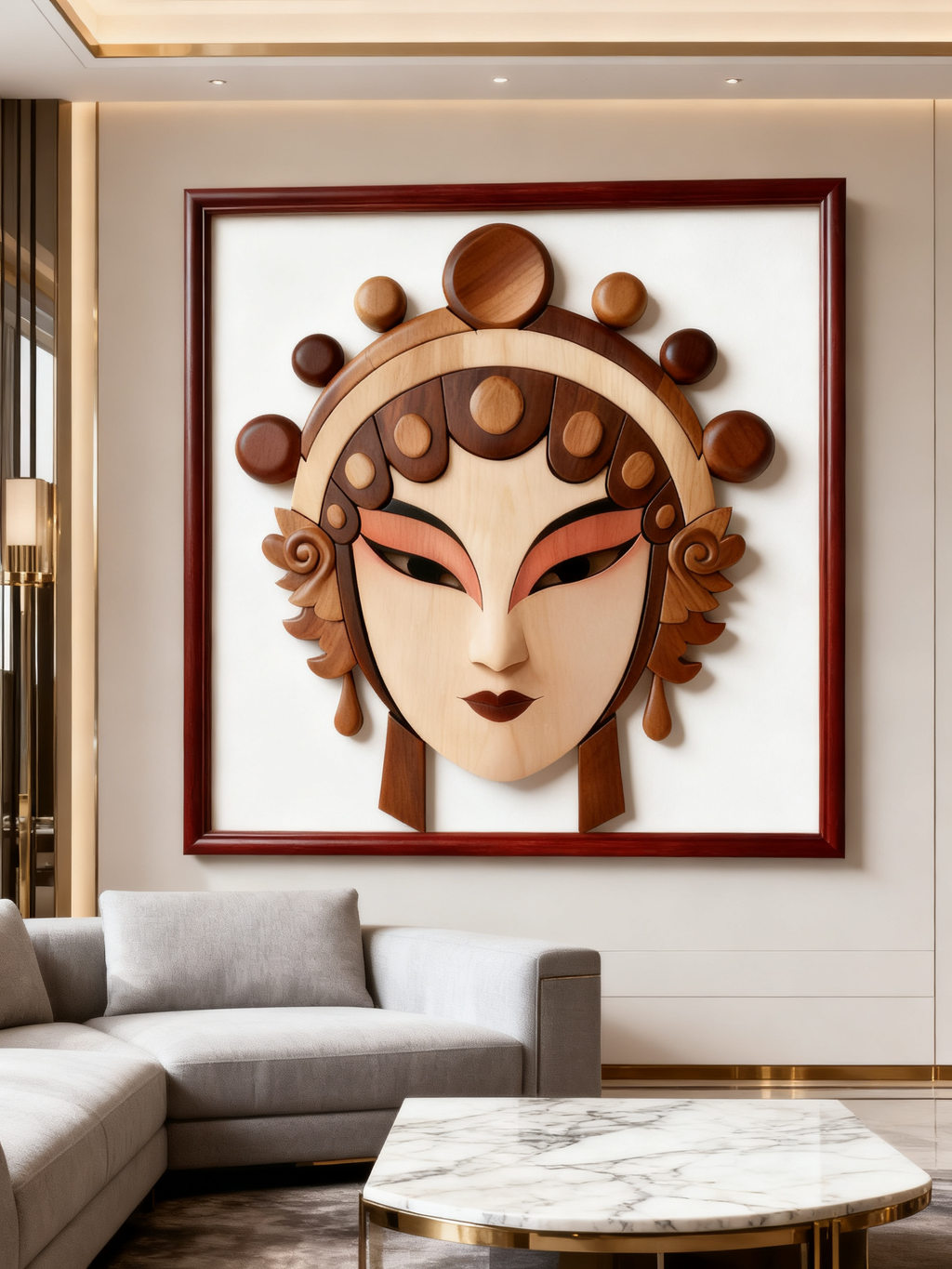 Hua Dan Peking Opera Female Facial Mask SVG Laser Cut Template, Chinese Traditional Opera Pattern DXF File For Wood Intarsia CNC