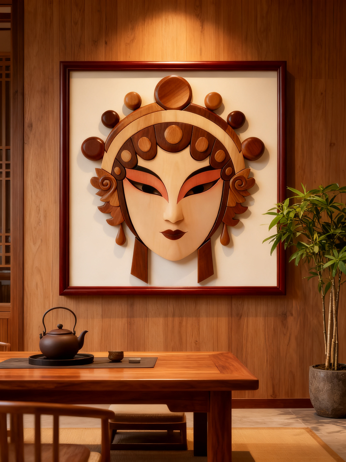 Hua Dan Peking Opera Female Facial Mask SVG Laser Cut Template, Chinese Traditional Opera Pattern DXF File For Wood Intarsia CNC