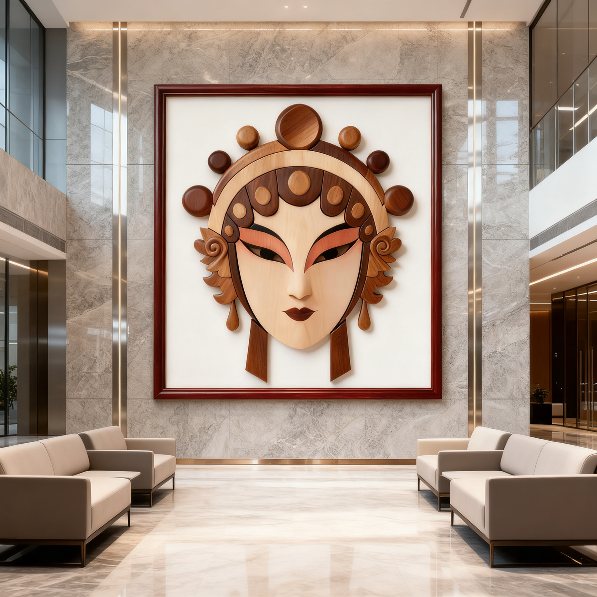 Hua Dan Peking Opera Female Facial Mask SVG Laser Cut Template, Chinese Traditional Opera Pattern DXF File For Wood Intarsia CNC