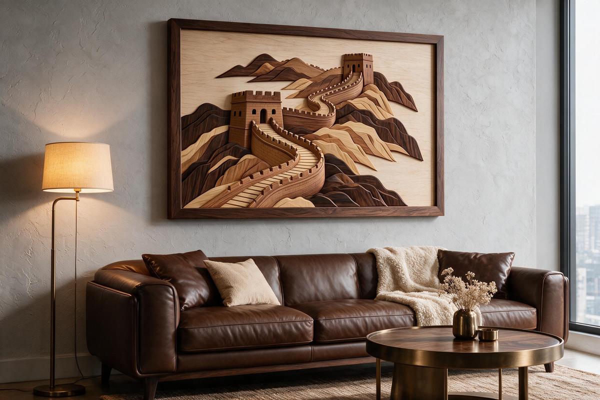 Great Wall Intarsia Wood Art Pattern, Digital Download SVG DXF Multi-Size PDF CNC & Laser Cutting Plans