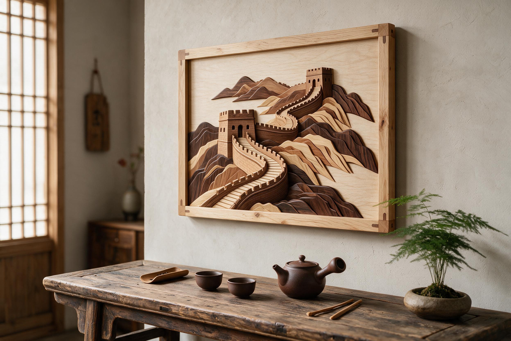 Great Wall Intarsia Wood Art Pattern, Digital Download SVG DXF Multi-Size PDF CNC & Laser Cutting Plans