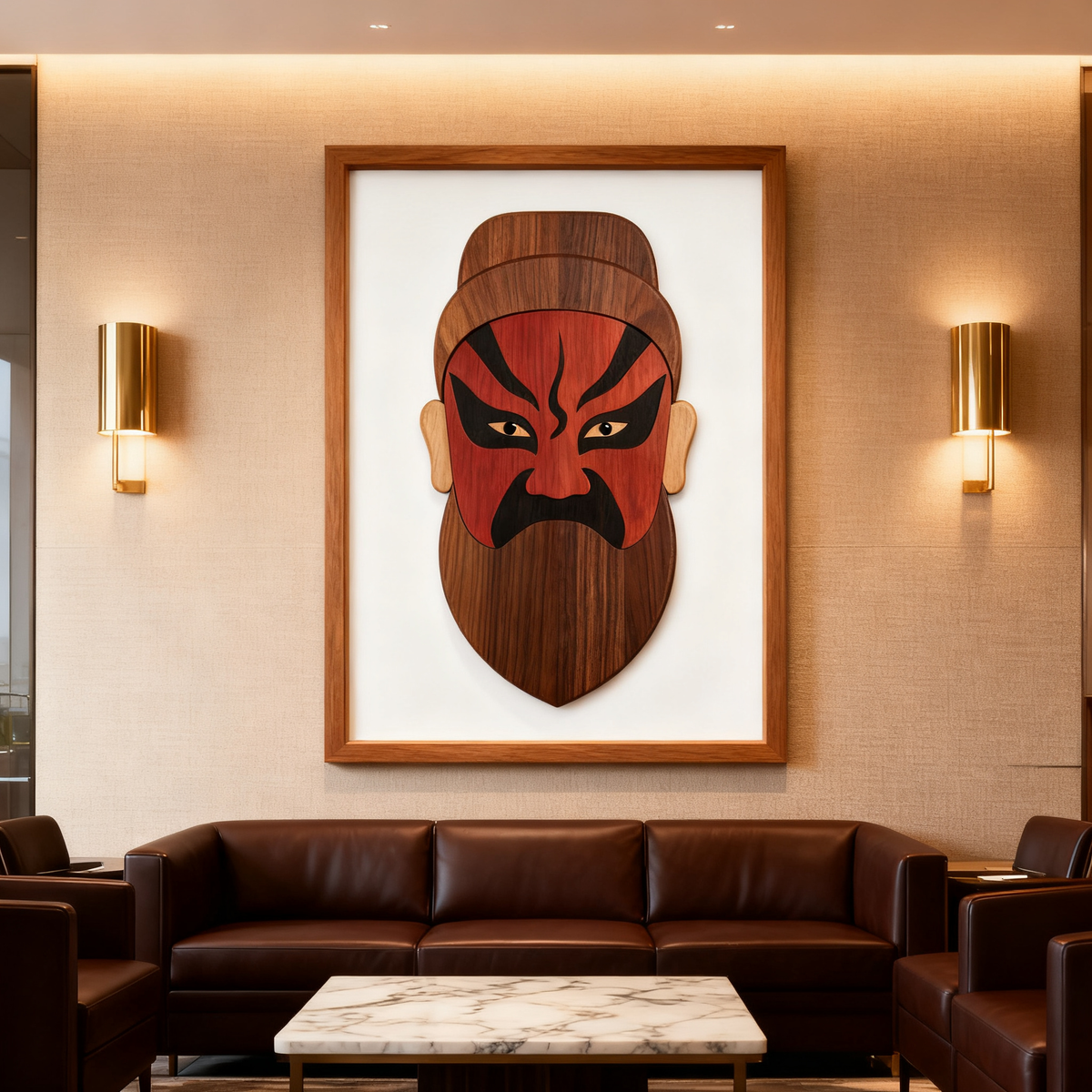 Guan Gong Mask Single‑Layer Laser Cut SVG File,Chinese Traditional Symbol Wood Engraving DXF Template For CNC