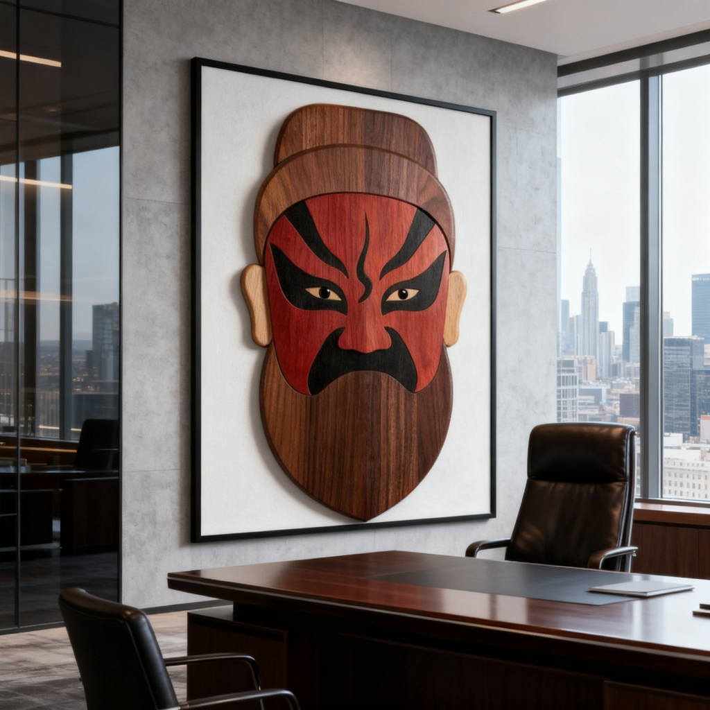 Guan Gong Mask Single‑Layer Laser Cut SVG File,Chinese Traditional Symbol Wood Engraving DXF Template For CNC