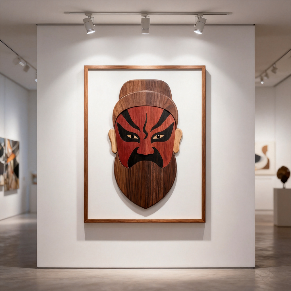 Guan Gong Mask Single‑Layer Laser Cut SVG File,Chinese Traditional Symbol Wood Engraving DXF Template For CNC