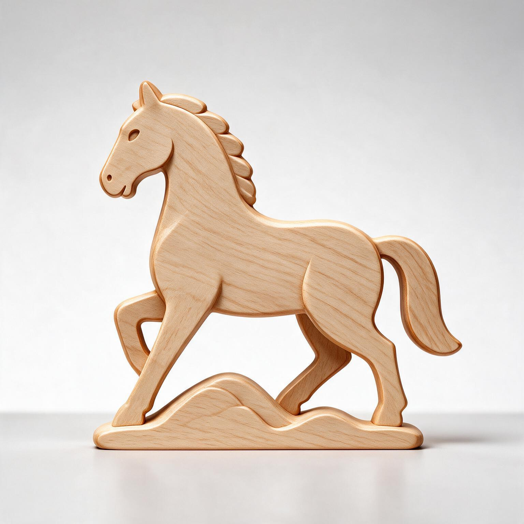 Chinese Zodiac Horse Tabletop Figurine Laser Cut SVG DXF PDF | 3D Layered Wooden Desk Decor Template