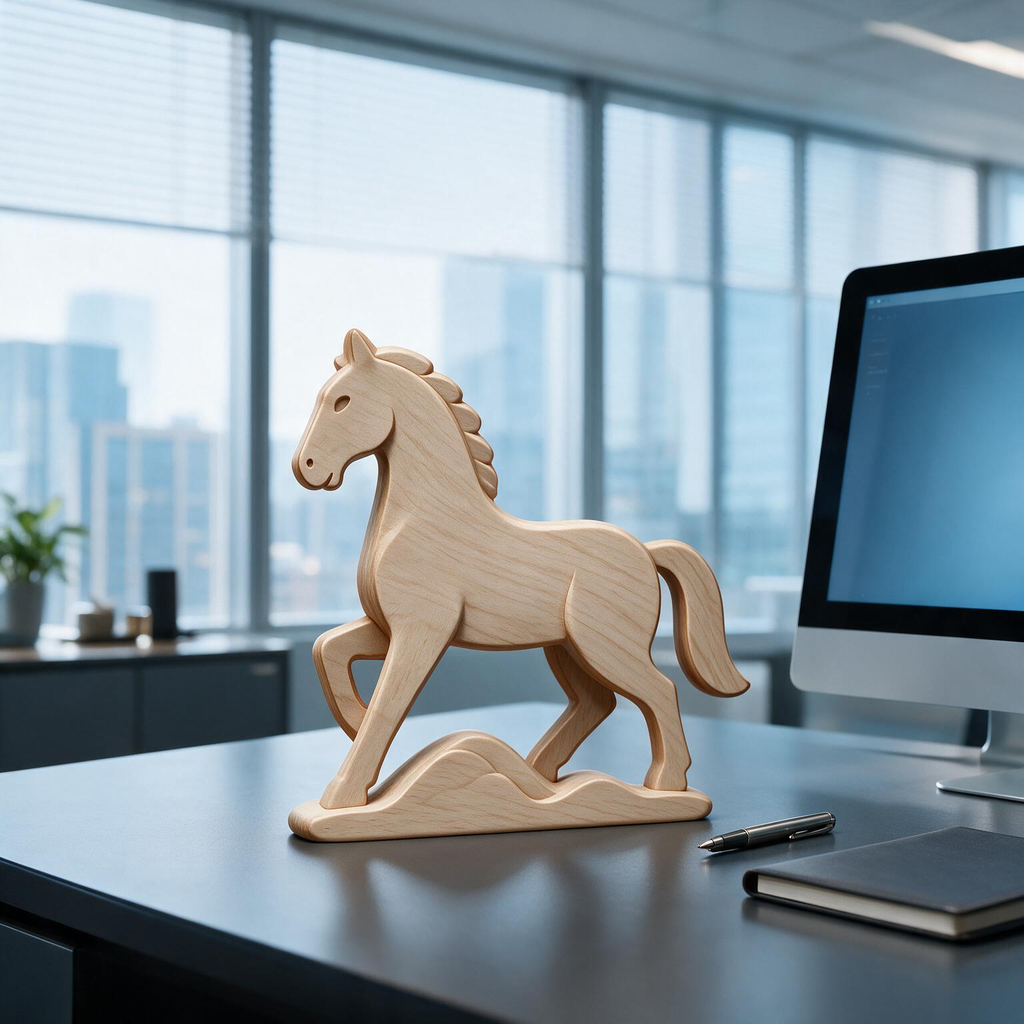 Chinese Zodiac Horse Tabletop Figurine Laser Cut SVG DXF PDF | 3D Layered Wooden Desk Decor Template