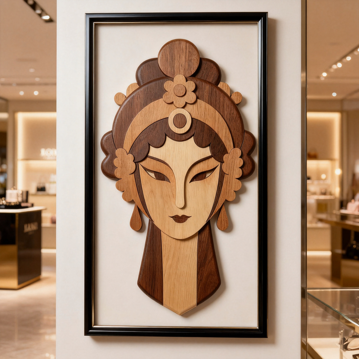 Hua Dan Peking Opera Mask SVG Laser Cut Template, Chinese Traditional Female Opera Facial Pattern DXF File for Wood CNC Engraving