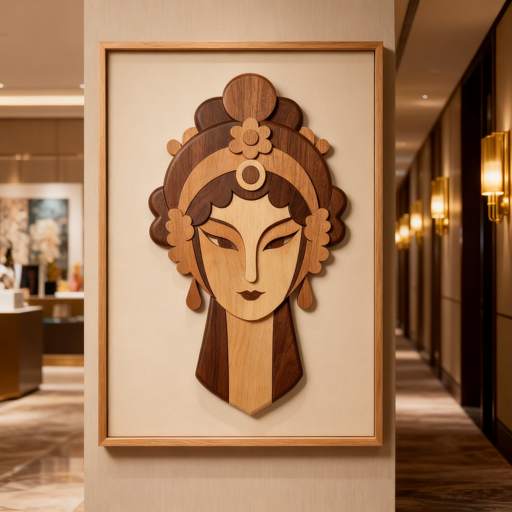 Hua Dan Peking Opera Mask SVG Laser Cut Template, Chinese Traditional Female Opera Facial Pattern DXF File for Wood CNC Engraving
