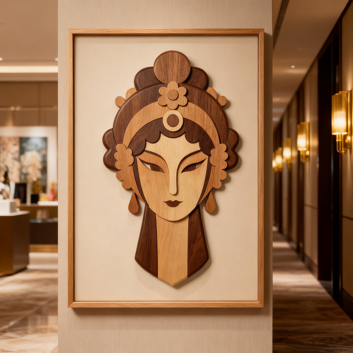 Hua Dan Peking Opera Mask SVG Laser Cut Template, Chinese Traditional Female Opera Facial Pattern DXF File for Wood CNC Engraving