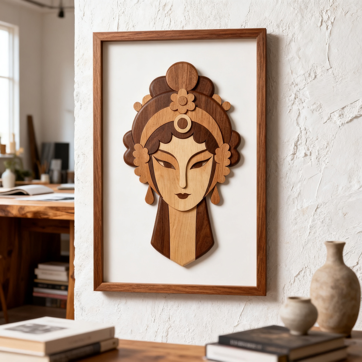 Hua Dan Peking Opera Mask SVG Laser Cut Template, Chinese Traditional Female Opera Facial Pattern DXF File for Wood CNC Engraving