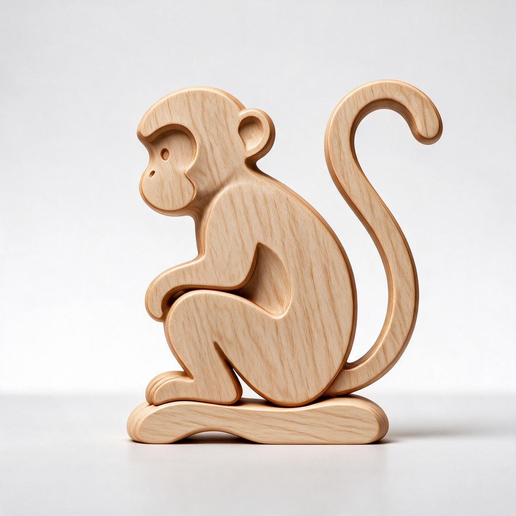 Chinese Zodiac Monkey Tabletop Figurine Laser Cut SVG DXF PDF | 3D Layered Wooden Desk Decor Template