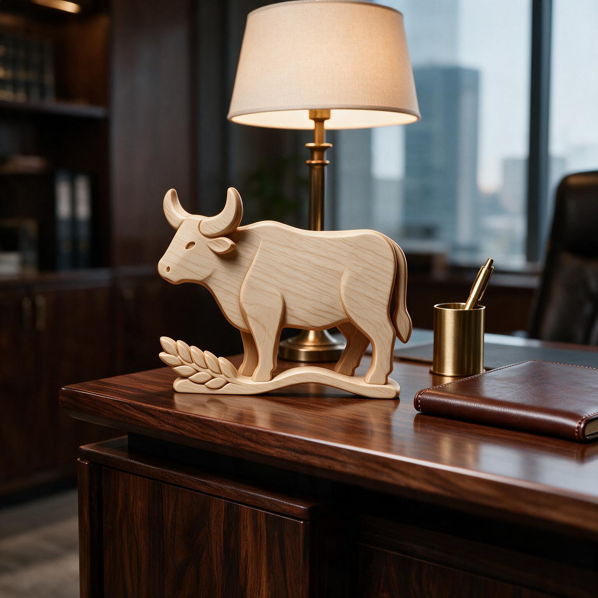 Chinese Zodiac Ox Tabletop Figurine Laser Cut SVG DXF PDF | 3D Layered Wooden Desk Decor Template