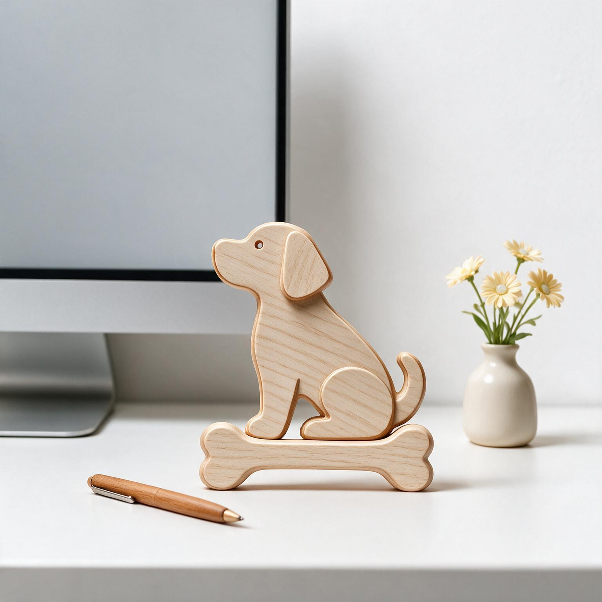 Chinese Zodiac Dog Tabletop Figurine Laser Cut SVG DXF PDF | 3D‑Layered Wooden Desk Decor Template