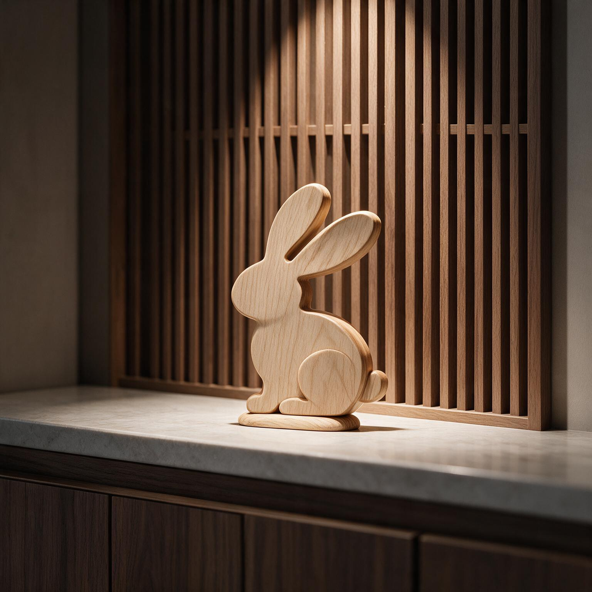 Chinese Zodiac Rabbit Tabletop Figurine Laser‑Cut SVG DXF PDF | 3D‑Layered Wooden Desk Decor Template