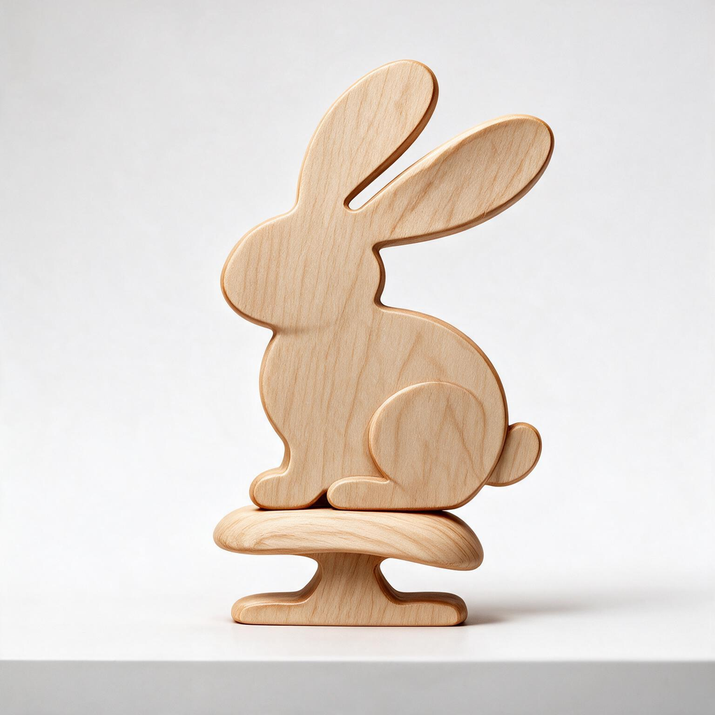 Chinese Zodiac Rabbit Tabletop Figurine Laser‑Cut SVG DXF PDF | 3D‑Layered Wooden Desk Decor Template