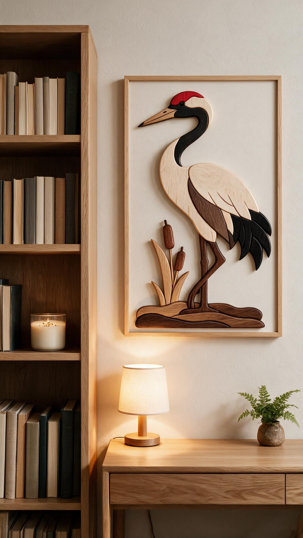 Red-Crowned Crane Intarsia Wood Inlay Pattern, Multi-Size PDF SVG DXF Laser CNC Scroll Saw Cutting Digital Plans