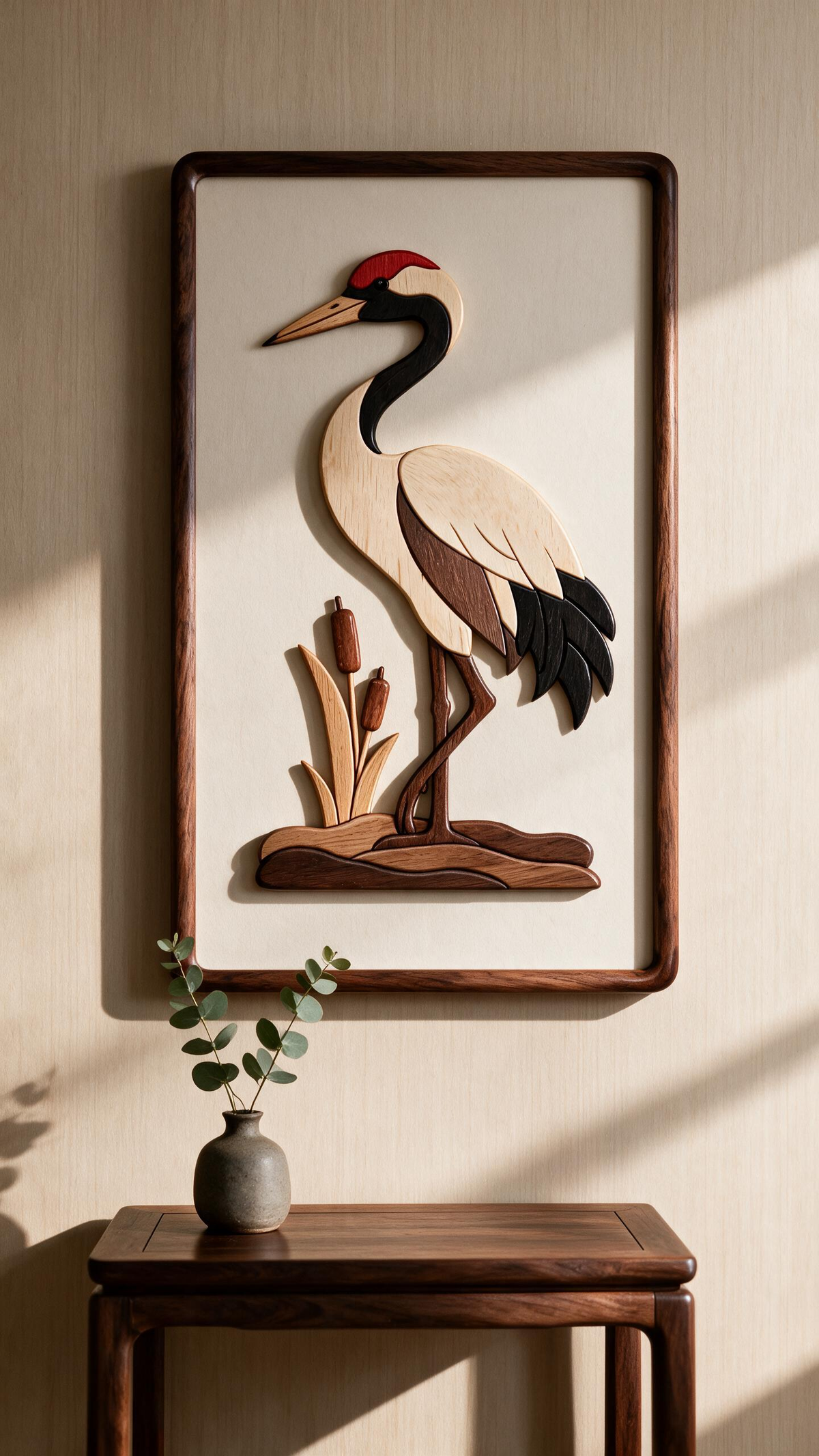 Red-Crowned Crane Intarsia Wood Inlay Pattern, Multi-Size PDF SVG DXF Laser CNC Scroll Saw Cutting Digital Plans
