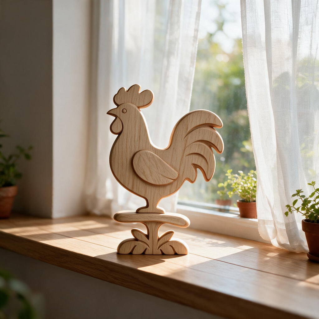 Chinese Zodiac Rooster Tabletop Figurine Laser Cut SVG DXF PDF | 3D Layered Wooden Desk Decor Template
