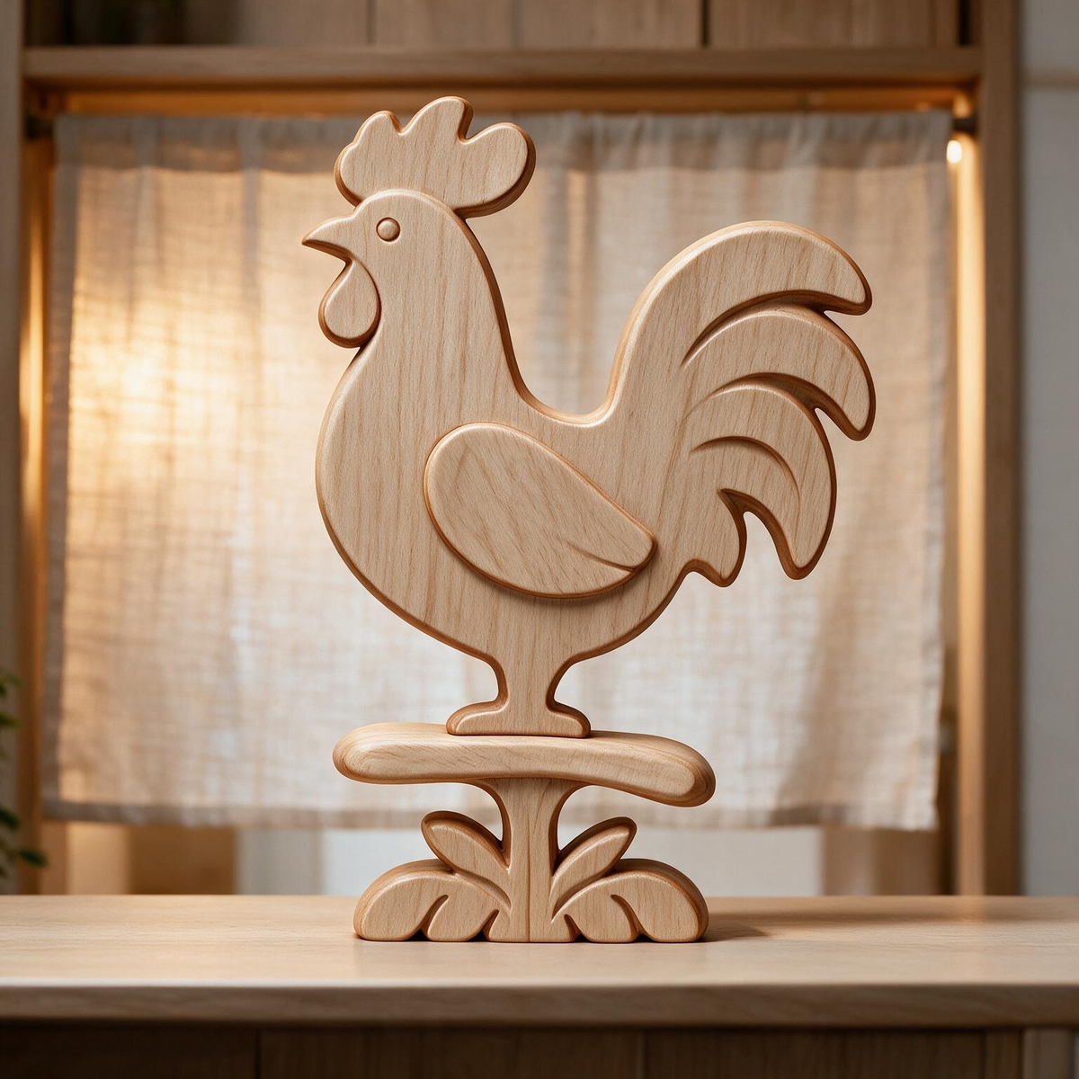 Chinese Zodiac Rooster Tabletop Figurine Laser Cut SVG DXF PDF | 3D Layered Wooden Desk Decor Template