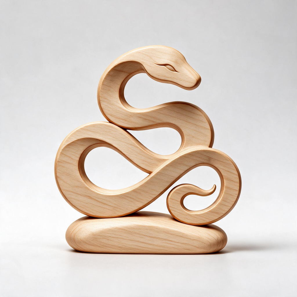 Chinese Zodiac Snake Tabletop Figurine Laser Cut SVG DXF PDF | 3D Layered Wooden Desk Decor Template