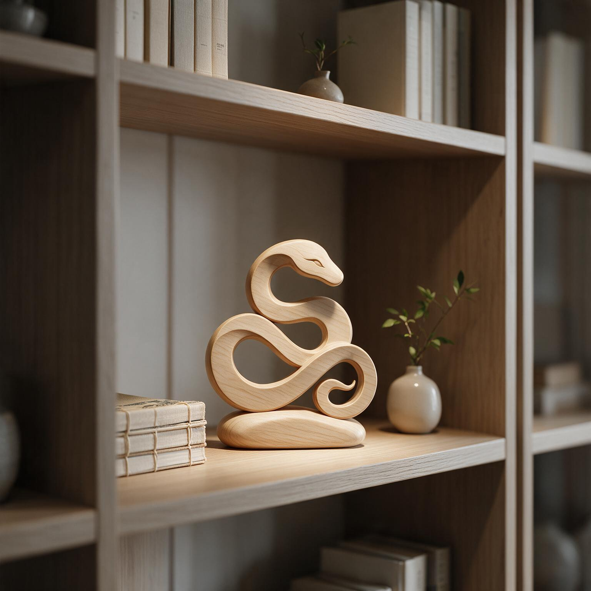 Chinese Zodiac Snake Tabletop Figurine Laser Cut SVG DXF PDF | 3D Layered Wooden Desk Decor Template
