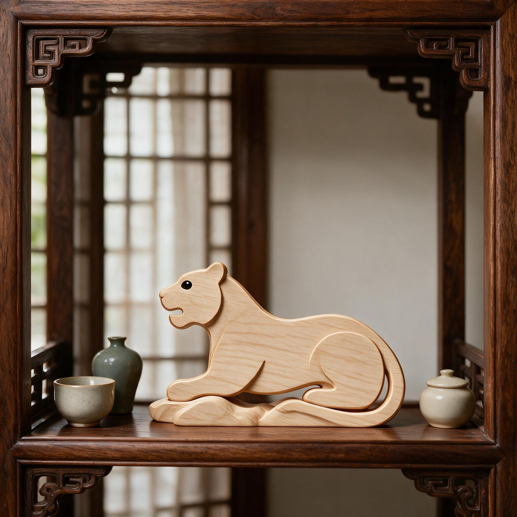 Chinese Zodiac Tiger Tabletop Figurine Laser Cut SVG DXF PDF | 3D Layered Wooden Desk Decor Template
