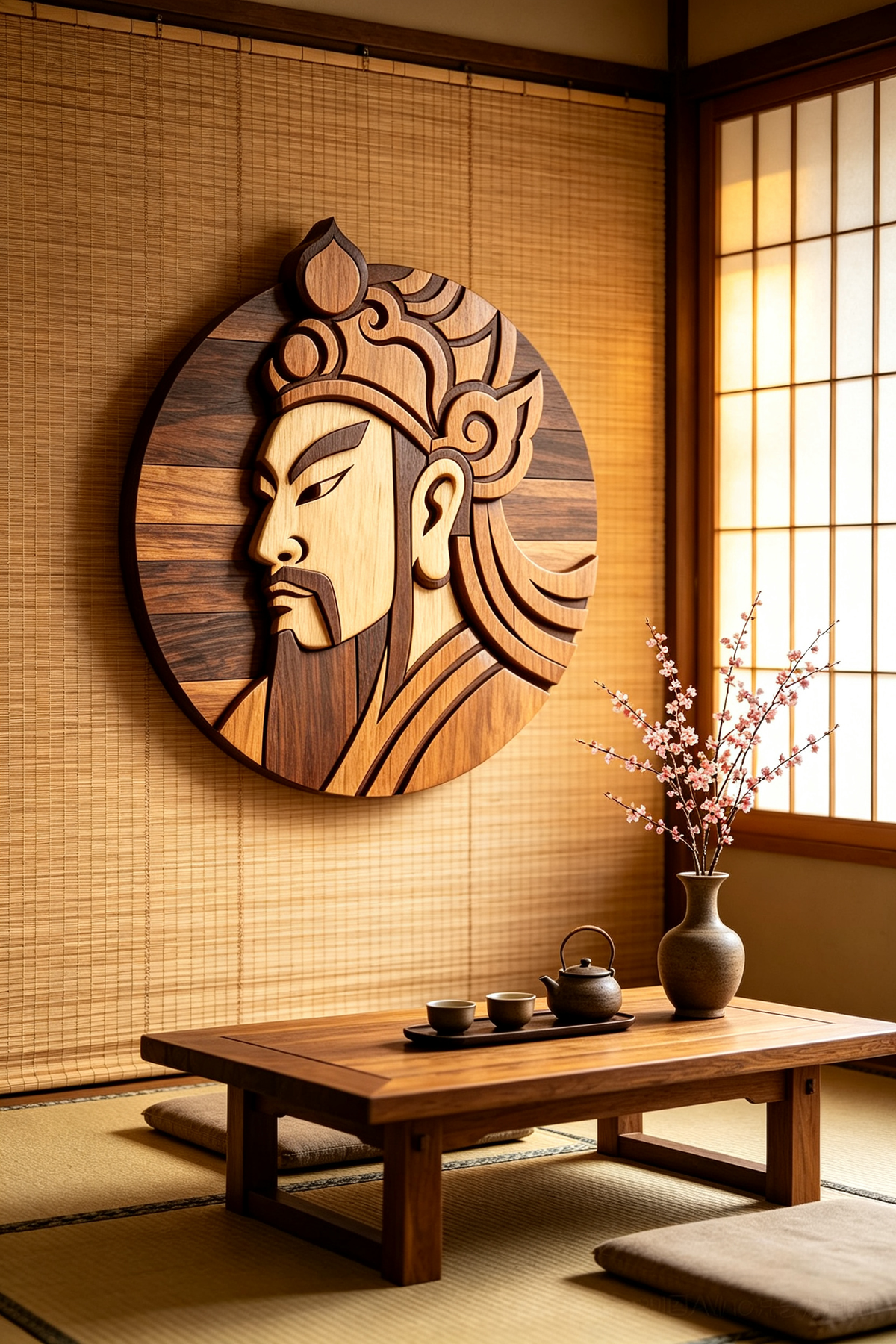 Chinese Door Gods Menshen Intarsia Wood Inlay Pattern, A2 A3 A4 Multi-Size PDF SVG DXF Laser CNC Scroll Saw Cutting Digital Plans, 62-Piece Oriental Guardian Wood Mosaic Template
