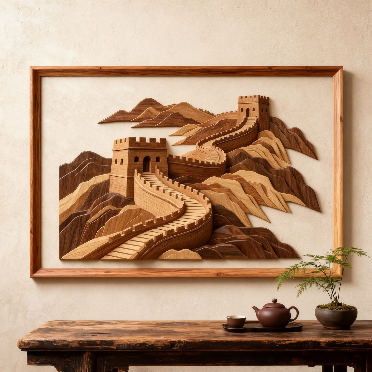 Great Wall Intarsia Wood Art Pattern, Digital Download SVG DXF Multi-Size PDF CNC & Laser Cutting Plans