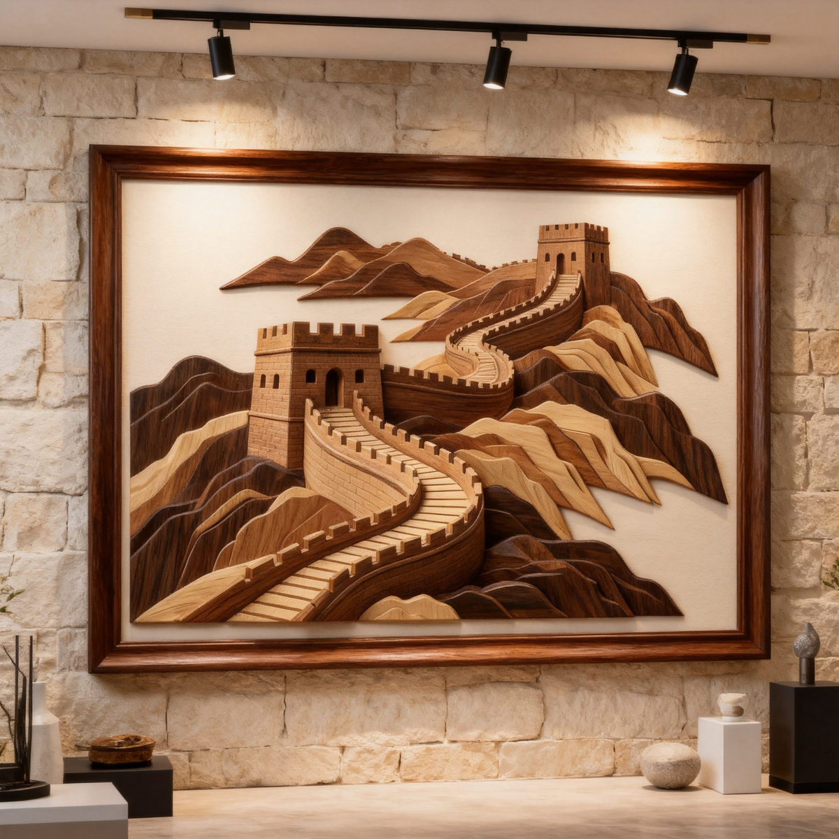 Great Wall Intarsia Wood Art Pattern, Digital Download SVG DXF Multi-Size PDF CNC & Laser Cutting Plans