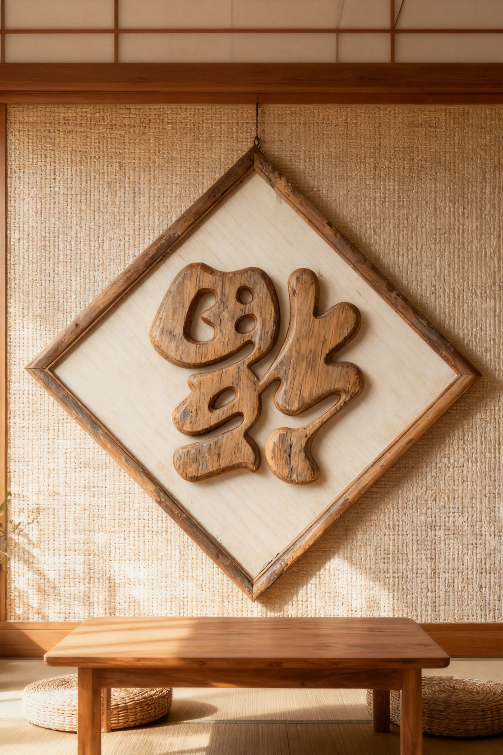 Fu Character Redwood Single Board Laser Cut Pattern, Multi-Size PDF SVG DXF CNC Cutting Digital File, No Assembly Wood Decor Template