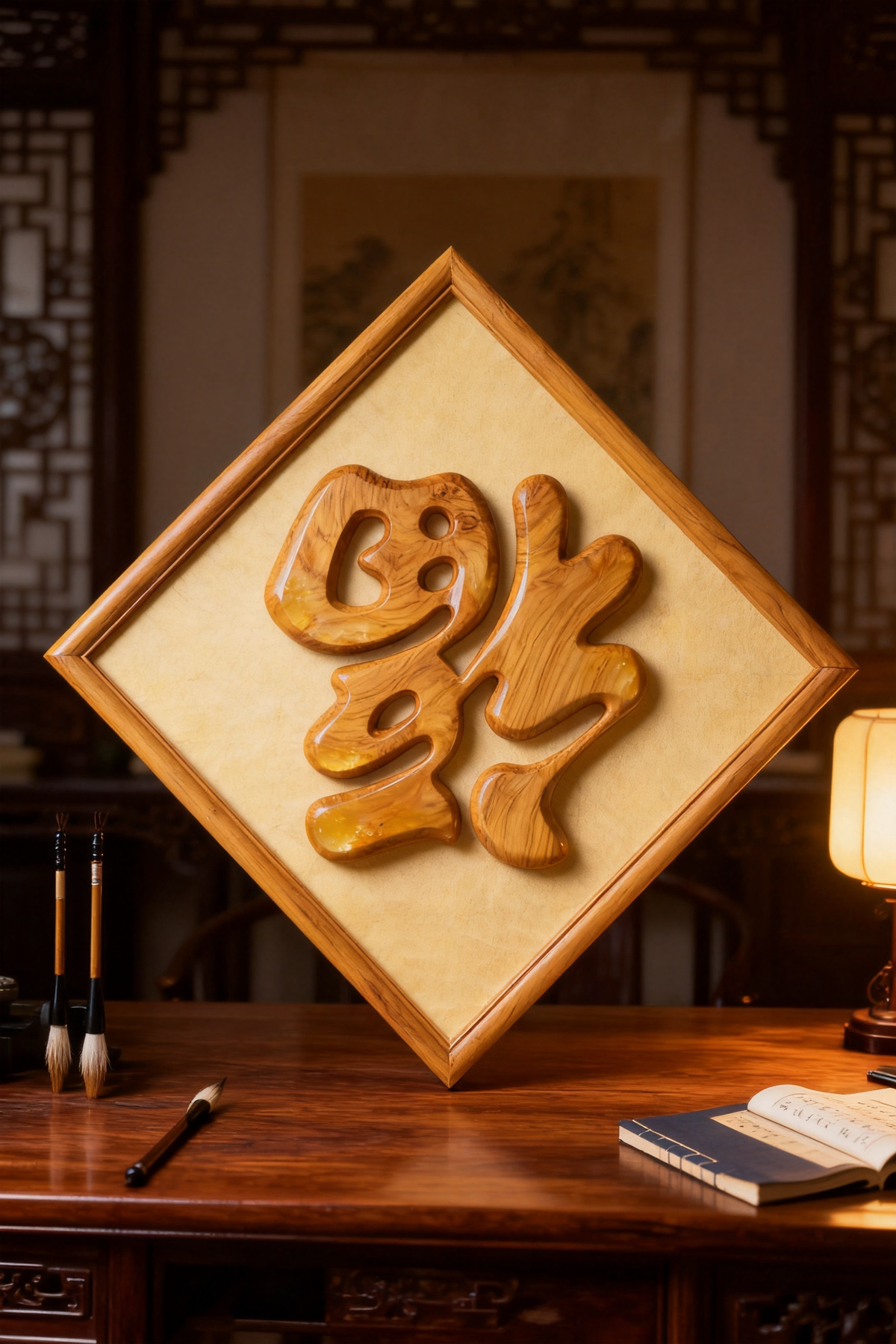 Fu Character Redwood Single Board Laser Cut Pattern, Multi-Size PDF SVG DXF CNC Cutting Digital File, No Assembly Wood Decor Template