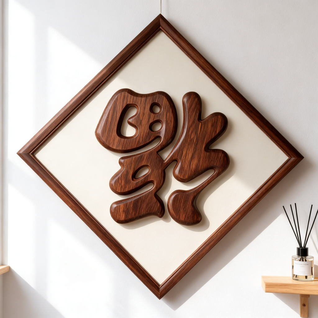Fu Character Redwood Single Board Laser Cut Pattern, Multi-Size PDF SVG DXF CNC Cutting Digital File, No Assembly Wood Decor Template