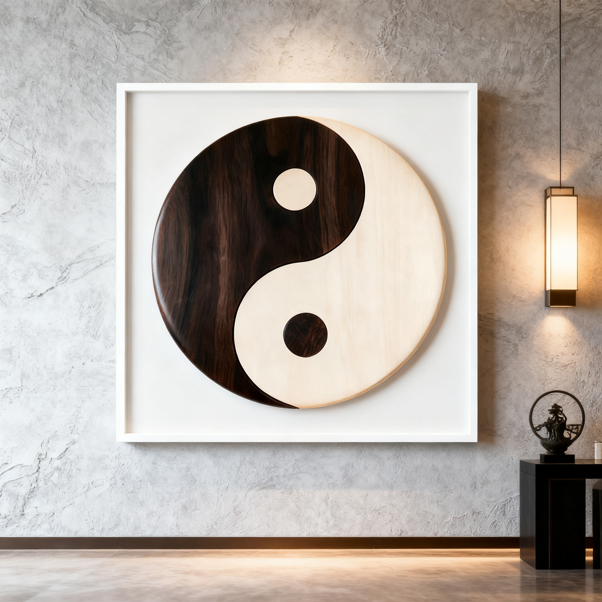 Chinese Taichi Yin Yang Intarsia Pattern, Zen Oriental Wood Inlay Template, Scroll Saw Cutting PDF SVG DXF File, DIY Wooden Wall Art, Woodworking Plan for Laser & Scroll Saw