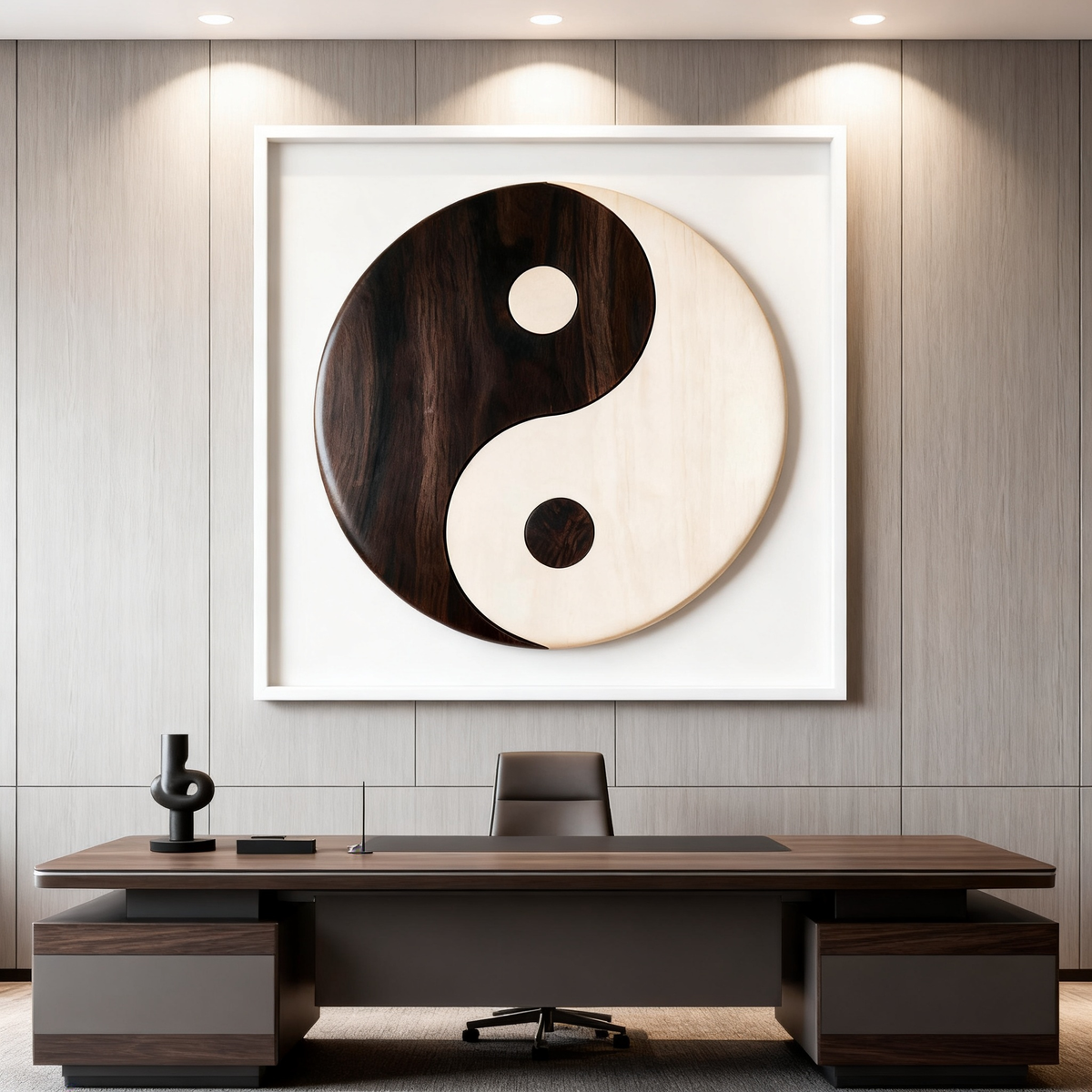 Chinese Taichi Yin Yang Intarsia Pattern, Zen Oriental Wood Inlay Template, Scroll Saw Cutting PDF SVG DXF File, DIY Wooden Wall Art, Woodworking Plan for Laser & Scroll Saw