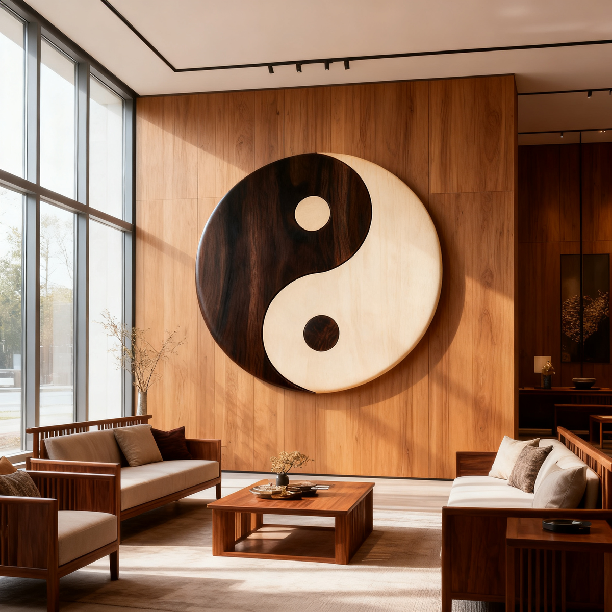 Chinese Taichi Yin Yang Intarsia Pattern, Zen Oriental Wood Inlay Template, Scroll Saw Cutting PDF SVG DXF File, DIY Wooden Wall Art, Woodworking Plan for Laser & Scroll Saw